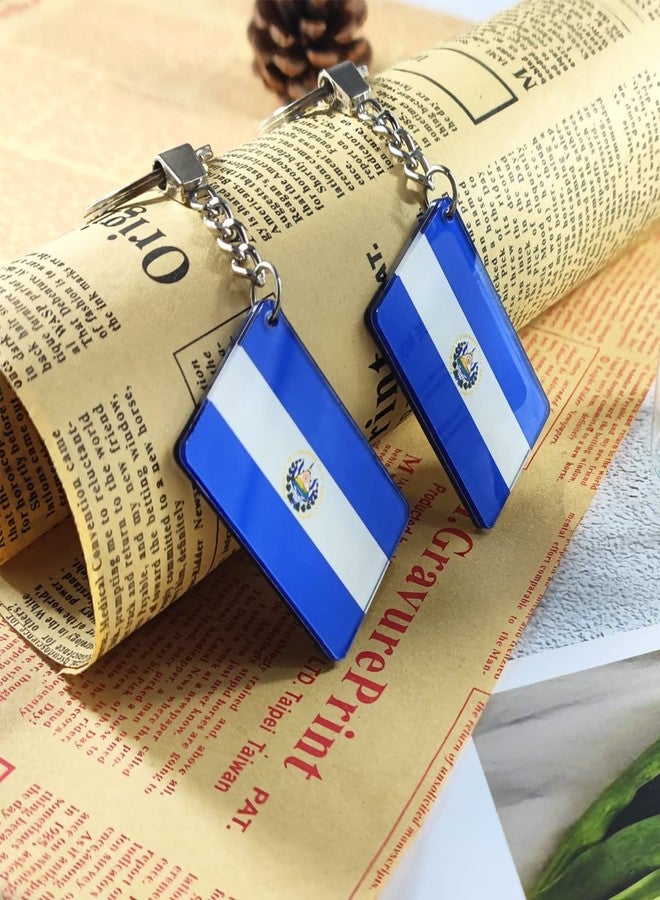 QQSD Salvador Flag Keychain Key Ring for Salvadoran Key Backpack Luggage and Gifts, 2 Pack - Image 4